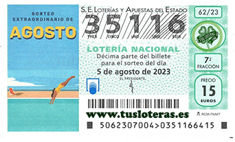 decimo loteria nacional sorteo extraordinario 5 agostp